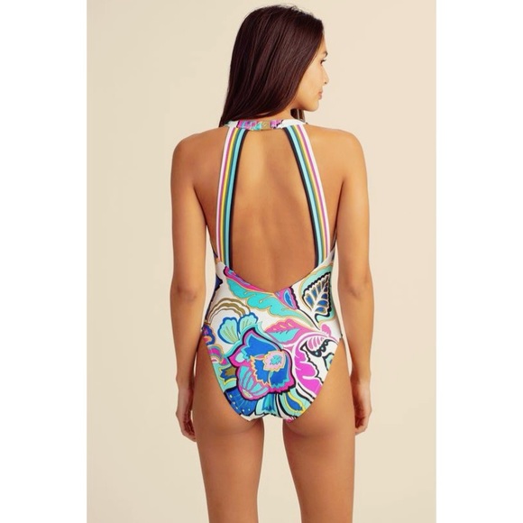 Trina Turk Mandalay Floral Plunge One Piece Swimsuit Size 6 NWT - Picture 5 of 6